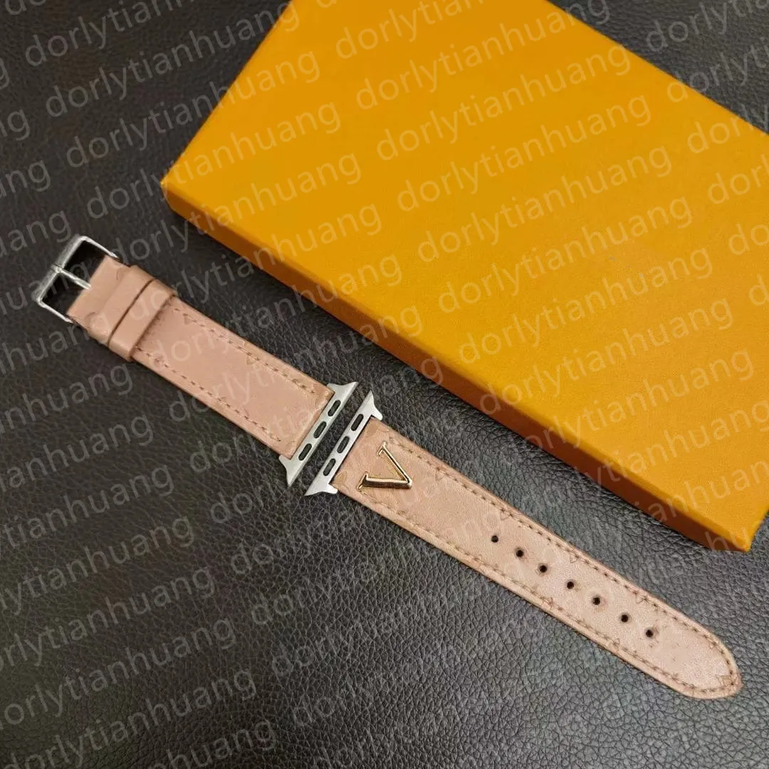 Uhrenarmbänder Designer Mode Luxus Designer Smart WatBand Armbänder 38 40 41 42 44 45 49 für Apple WatSeries Qualitätsleder Prägemuster Deluxe Uhrenarmbänder 4I6B