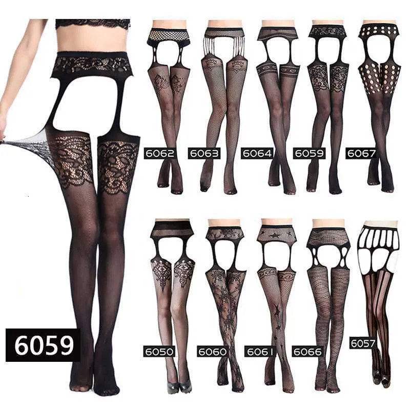 bas de soie sexy dentelle Femmes Sexy Lingerie Bas Jarretière Rayure Élastique Noir Résille Bas Cuisse Sheer Collants Collants dropship