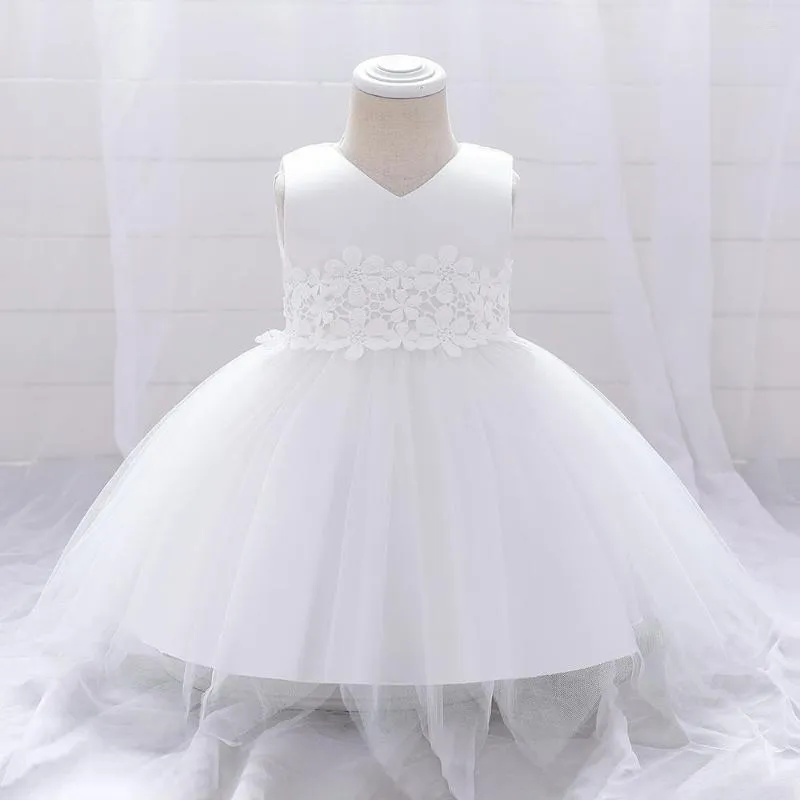 Robes de fille jolie dentelle blanche Vestidos robe de princesse de fête petits enfants enfants pour mariage
