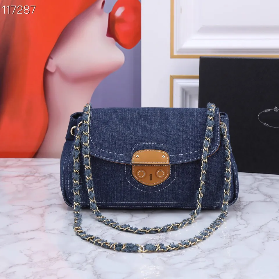 Luxury designer women's bag denim vagrant bag fashion woven chain shoulder bag retro medieval bag leisure messenger bag occidental style messenger bag