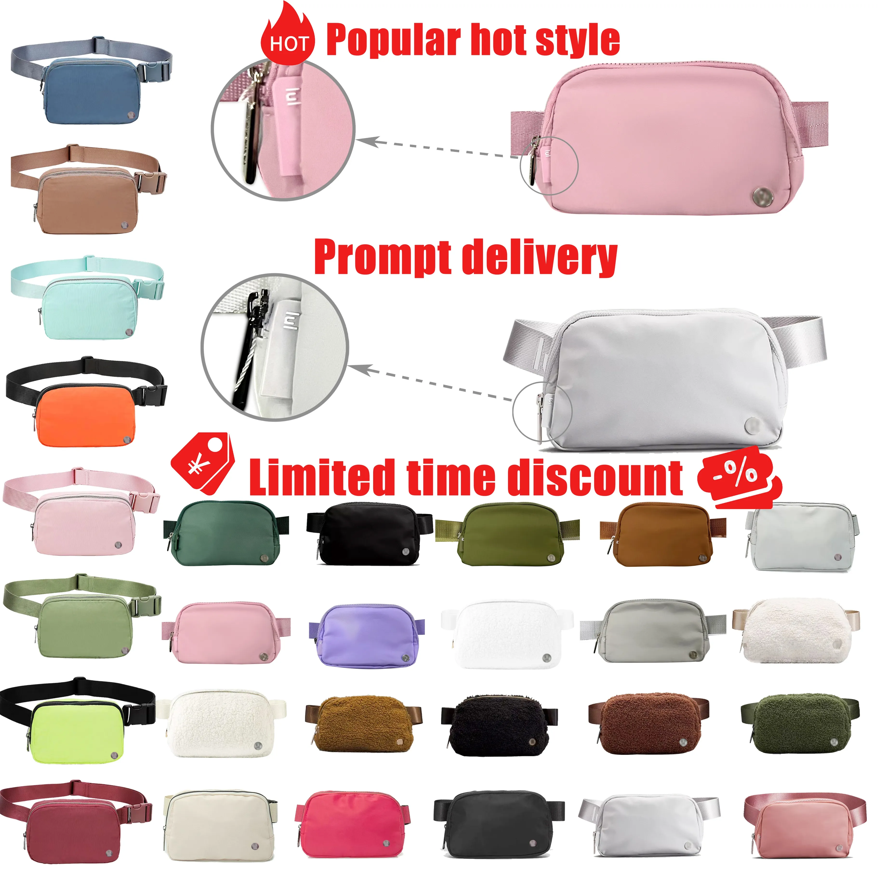 Mode mini Yoga lulu overal fleece borstriem Tas Taille vrouw heren heuptasje heuptas Schoudertassen Bakken Koppeling Cross Body slingbag handtassen heuptasje handtassen