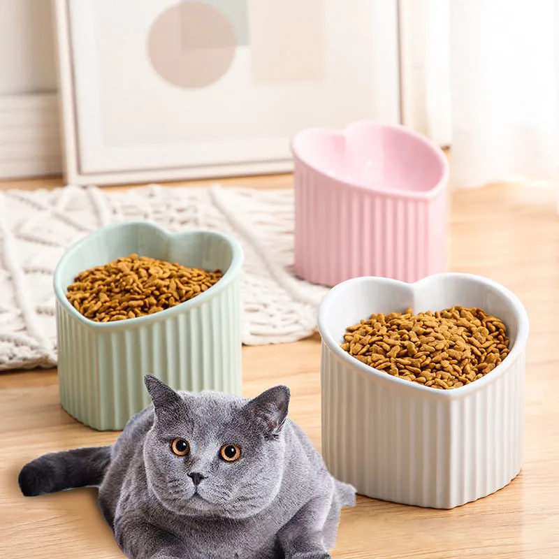 Dog Bowls Feeders Chinese Ceramic Pet for Cat Feeder 3D Heighten Kitty Plate Puppy Dish Cute Love Feeding Drink Water 230307