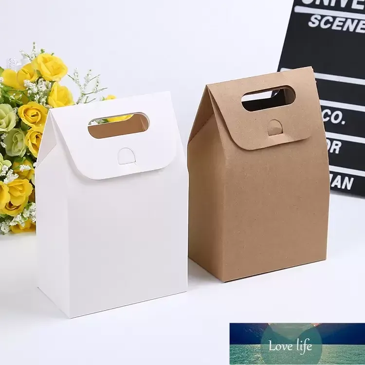 Kraft Box Craft Bag z uchwytem mydlane cukierki piekarni ciastka