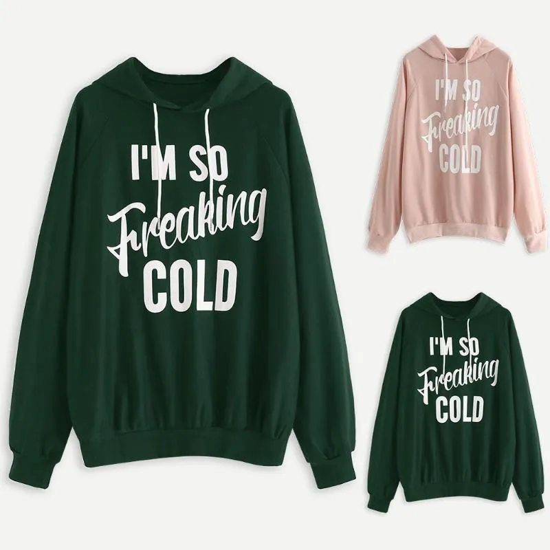 Felpe con cappuccio da donna Felpe con cappuccio casual da donna I M So Cold Lettera Pullover a maniche lunghe Felpa invernale Harajuku Warm Tops # T1G