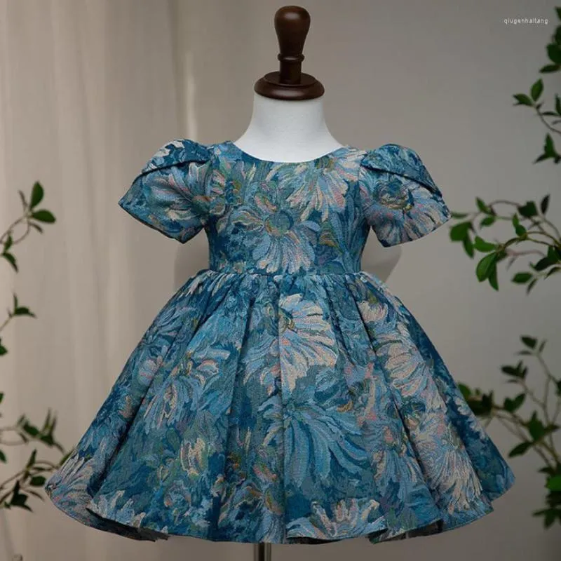 Fille habille bébé espagnol lolita enfants princesse imprimé robe de bal enfant anniversaire de baptême de baptême Pâques Eid pour filles A2426