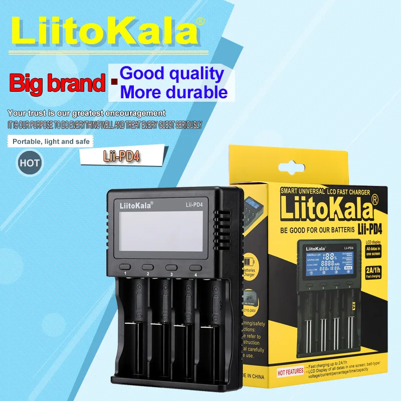 Liitokala Charger LII-600 LII-500S 500 PD4 D4 402 202 300 S6 S8 M4 M4S NIMH Lithium Batterij Lader, 3.7V 18650 18350 18500 17500 21700 26650 32700 1.2V AAA LCD CARGER