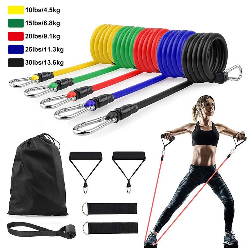 Resistance Bands 11pcsSet Latex CrossFit Training Training Yoga Tubes Pull Rope Rubber Expander Elastic Fitness Equipment 230307