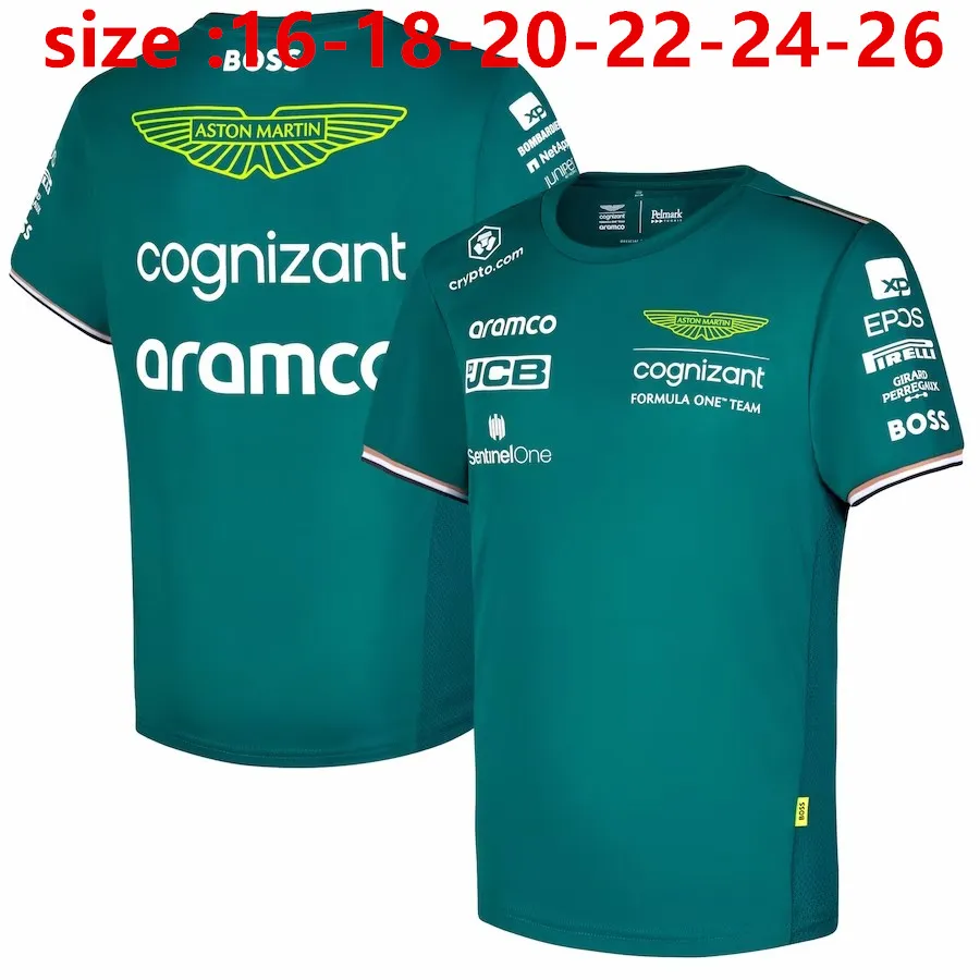 T-shirt officiel de l'équipe Aston Martin Aramco Cognizant F1 2023 - Taille enfant : 16-18-20-22-24-26