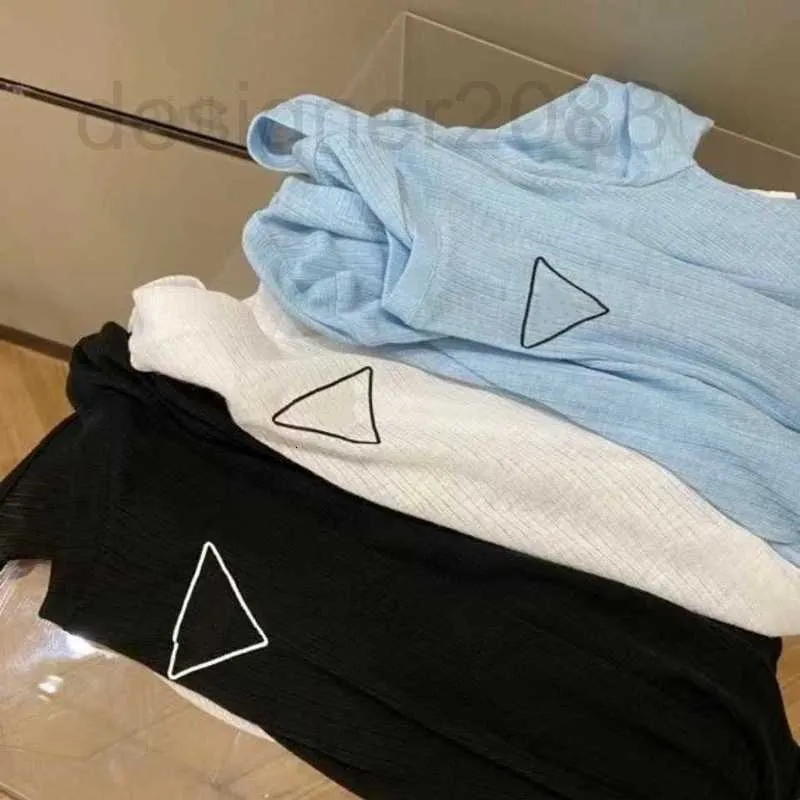 Dames T-shirt Designer Brand P Triangle T-shirt Tops mode gepersonaliseerde mannen Dames Design t-shirts vrouwelijke t-shirts hoogwaardige zwart-wit katoen 3CGL