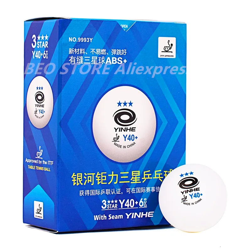 Bord Tennisbollar Yinhe 3star Y40 3 -stjärnmaterial Seamed ABS Plast Poly Ping Pong 230307