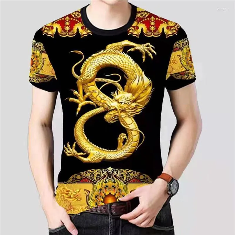 Men's T Shirts Summer Men's Short-sleeved Round Neck T-shirt Loose Casual Chinese Style Printed Bottoming Shirt Plus Size Top Fashion