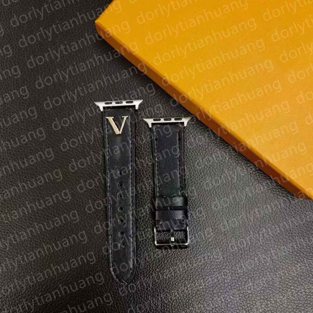 Assista bandas designer de moda luxo designer inteligente watband cintas 38 40 41 42 44 45 49 para apple watseries qualidade couro gravação padrão luxo pulseiras 4i6b