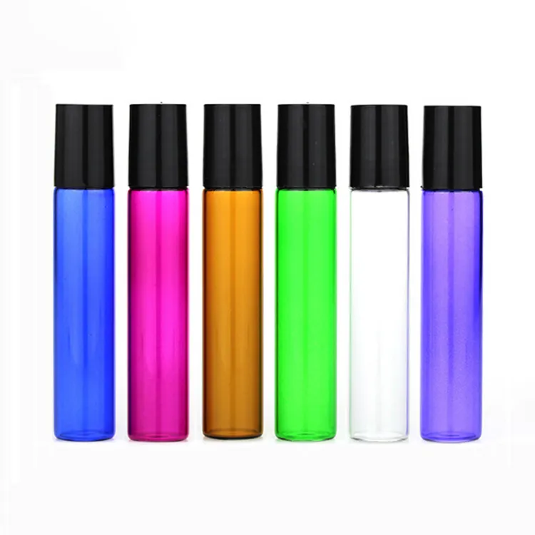 3800pcs/lot 10ml Empty Glass Roller Bottles Mix 6 Colors Refillable Roll On Bottle for Aromatherapy Fragrance Essential Oil