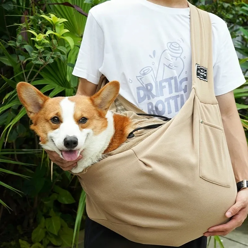 Hund Reisen im Freien Haustier Umhängetaschen Tasche Outdoor Welpe s Single Comfort Sling Handtasche Tragetasche Kätzchen Corgi Transport Haustiere 230307