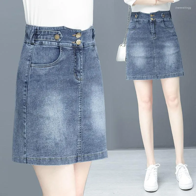 Jeans feminina mulher retro jeans shorts saia feminina de rua de verão feminina curta damas casuais All Match Elastic A-Line G80