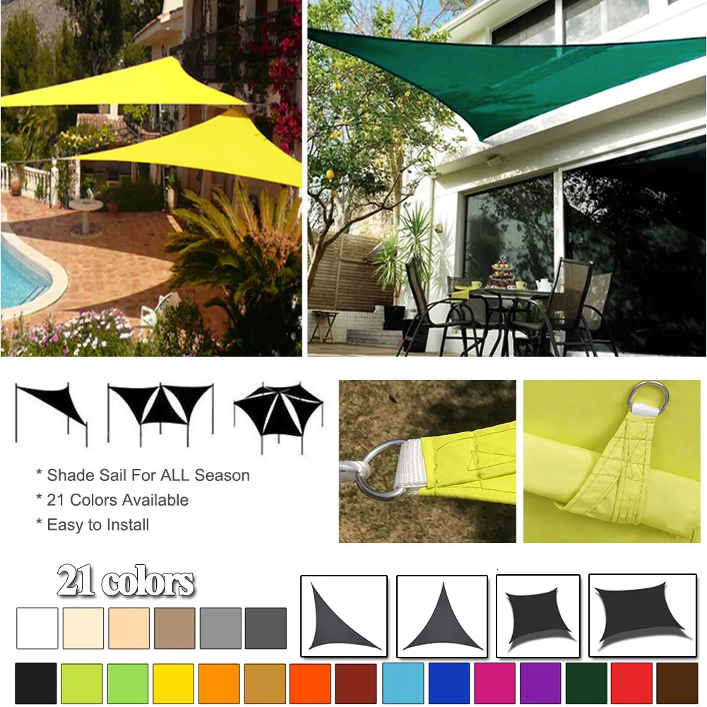 Sombra impermeable refugio solar triángulo sunshade cubierta al aire libre jardín patio piscina piscina Tinking tinte acampar sombra de sol 420d 230308