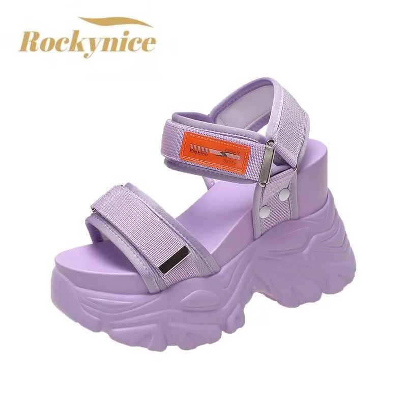 Сандалии Женщины 2022 Leisure Cunky Platform Sandals Peep Toe High Heels Gladiator получила Женщину модные модные летние пляжные сандалии Z0306