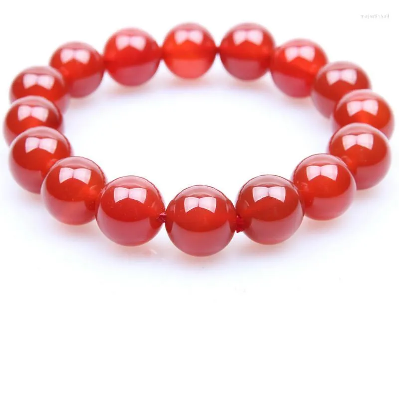 Braccialetti di fascino Lucky 6-12 mm Agate rossa naturale Bracciale perle di pietra corniole per perle di pietra uomo Strand Buddha per donne Pulseira Gioielli