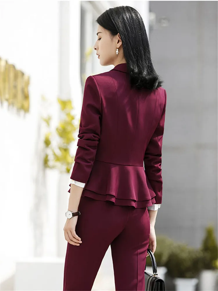 Elegant Lady Suits Blouse + Pants Two Piece Sets Formal Business Office  Workwear