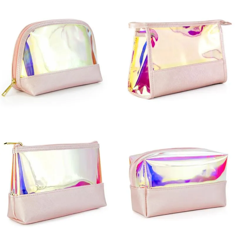 Holographic Makeup Bag Cosmetic Travel Bag Portable Waterproof Toiletries Bag Cosmetic Pouch Makeup Organizer for Women Girls