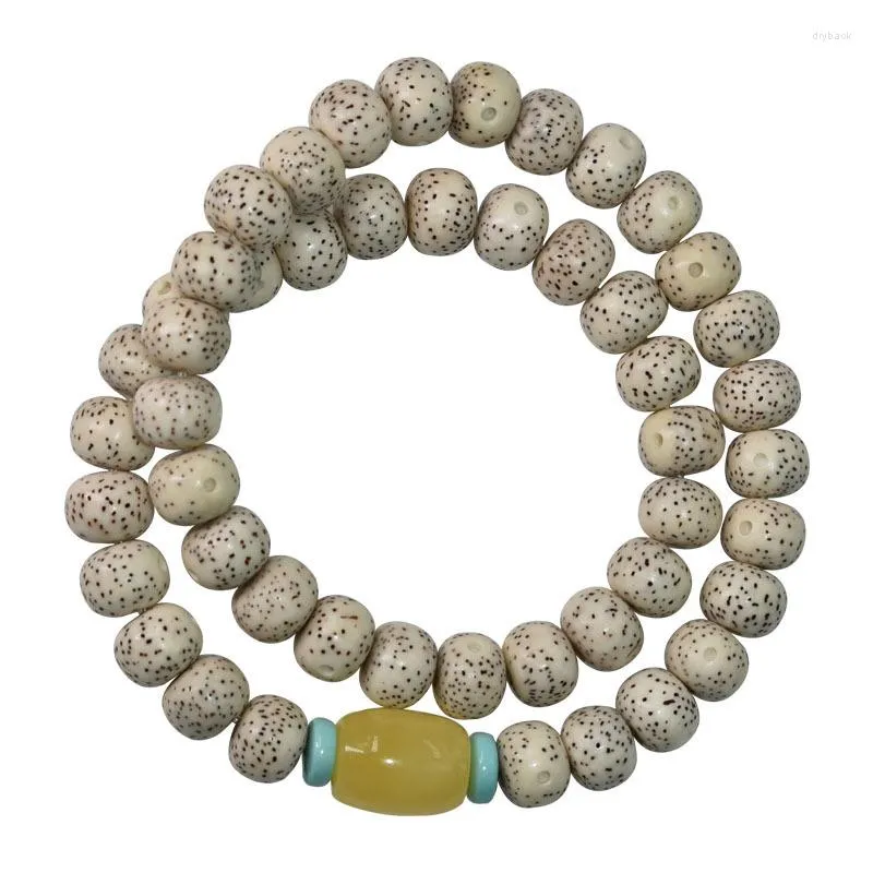 Bracciale originale Xingyue Bodhi naturale fai da te, doppio strato, con gioielli con ciondolo verde con perline gialle