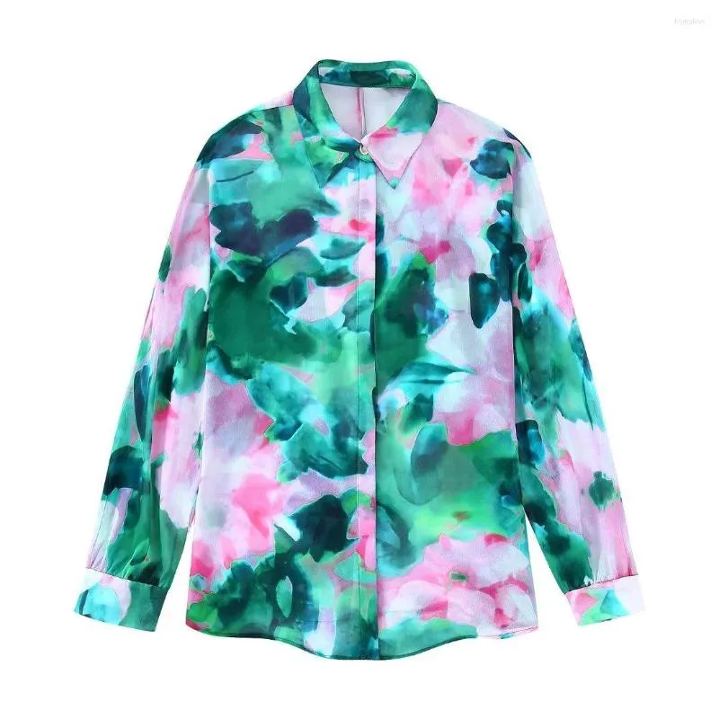 Camicette da donna 2023 Camicie da spiaggia tie-dye Moda donna Bottoni lunghi oversize da donna Streetwear Chic Mujer Top