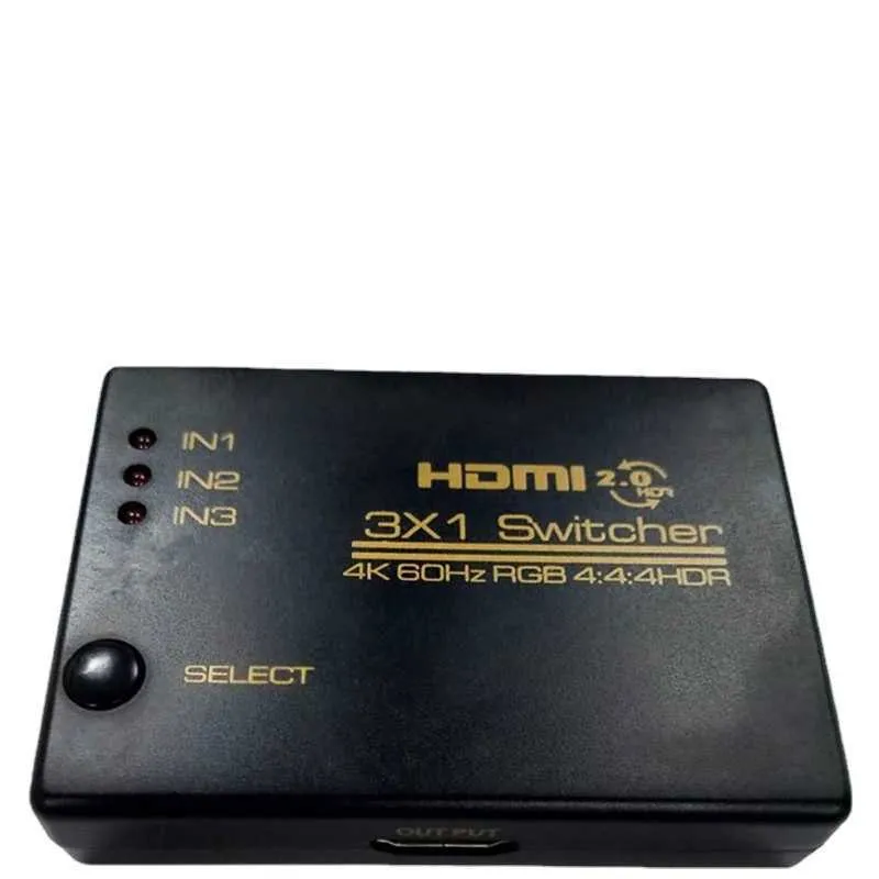 HDMI2.0 Switch 3 i 1 ut med fjärrkontroll Infraröd kompatibel PS4 PS5 Xbox 4K60Hz