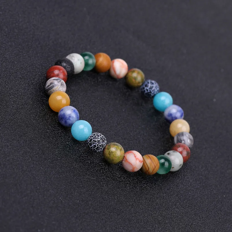 8mm 10mm 12mm Natural Stone Handmade Beaded Strands Charm Bracelets Elastic Jewelry For Women Men