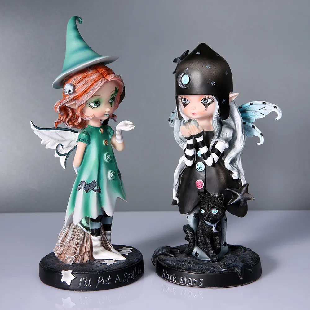 Decoratieve objecten Figurines Magic Fairy Garden Ornament Figurin Resin Decor Gift Wing Collection Home Decor voor woonkamer tafel beeldhouwkunst 230307