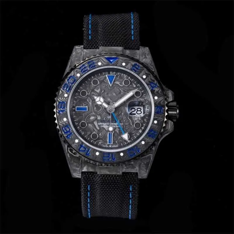 Relojes de diseño Los relojes Reloj de lujo de fibra de hombre de carbono 3186 Movimiento 40x12 4 mm maquinaria automática noctilucente impermeable calendario300Z