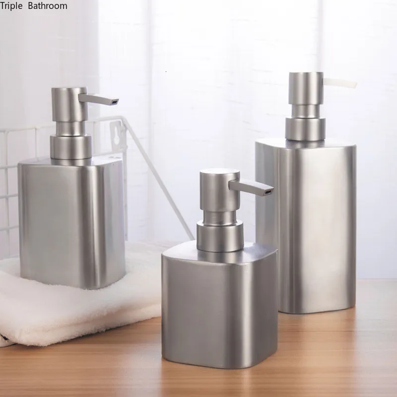 Liquid Soap Dispenser Nordic Stainless Steel Home Shampoo Shower Gel Bottles Wristband Bathroom Accessories Container 230308