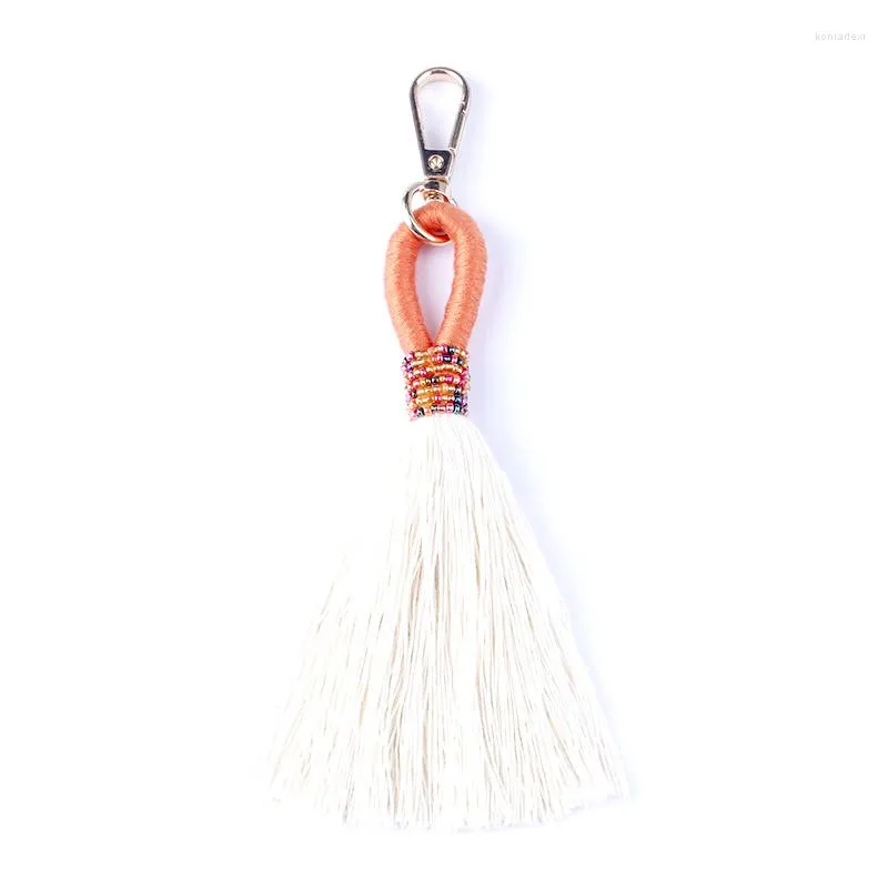 Keychains Handmade Seed Beads Wrapped Macrame Long Tassel Key Chains For Women Bag Pendant Drops Rings Daily Gift