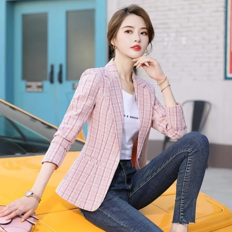 Women's Suits Winter Tweed Plaid Women Business Blazer Coat Oversize S-4XL Lady Streetwear Jackets Korea Fashion Office Work Tops