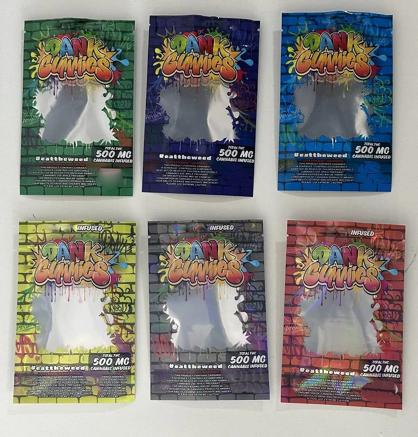 Dank Gummies Bags 500mg de bloqueio z￭per comest￭veis de varejo embalagens de worms ursos bolsa de doce prova de cheiro mylar bolsa