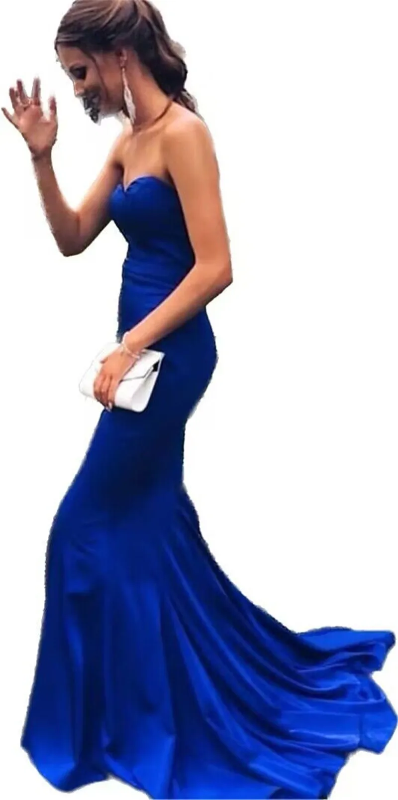 Royal Blue Bridesmaid Dresses Simple Designed Mermaid Sweetheart Backless Long Wedding Guest Maid of Honor Gowns Evening Prom Dress Formal Robes BC15201