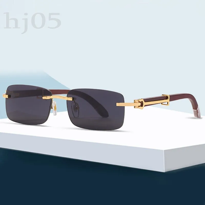 Nyanser designer solglasögon lyxiga herrglasögon klassisk buffel horn trä sonnenbrille rimless uv skydd avslappnad kvinnor lyxglasögon pj007 Q2