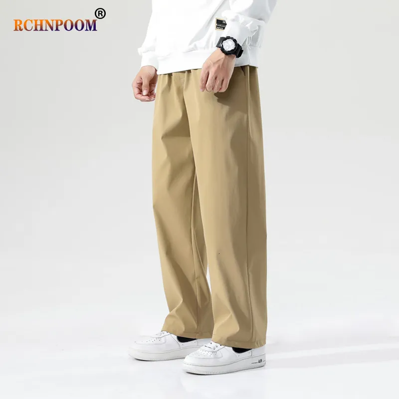 Pantalon homme décontracté ample droit jambe large rétro Streetwear Skateboard pantalon neutre mode couleur unie 230307