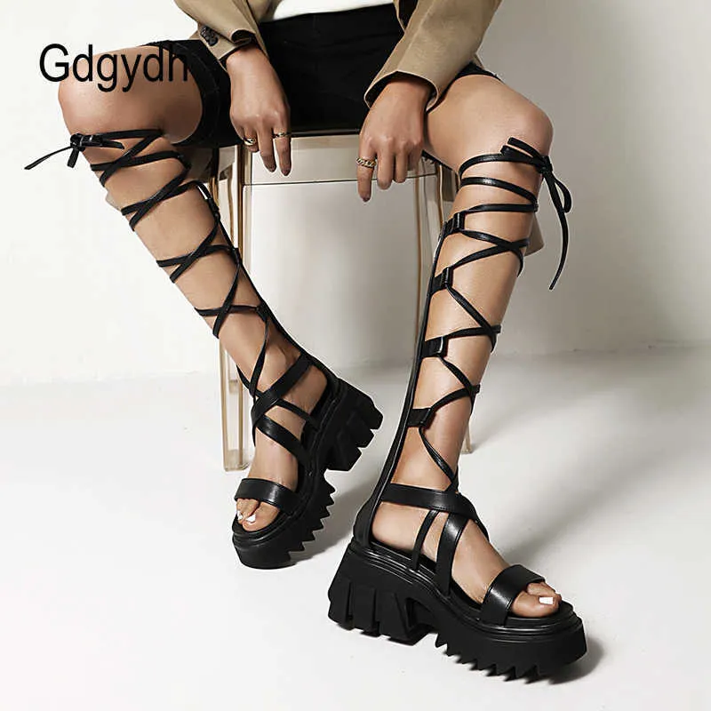 Sandalen Gdgydh Marke Neue Frau Heels Sandalen Für Keile Schuhe Römischen Coole Mode Punk Gothic Sandalen Gladiator Plattform Mit Reißverschluss Z0306