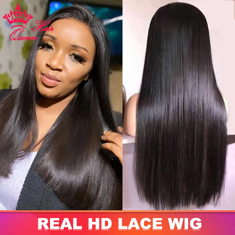 Super Double Drawn Human Hair Wig HD Lace Front Wigs For Women 13x4 13x6 Lace Frontal Wig Black Bone Straight Human Raw Hair Queen Hair Official Store