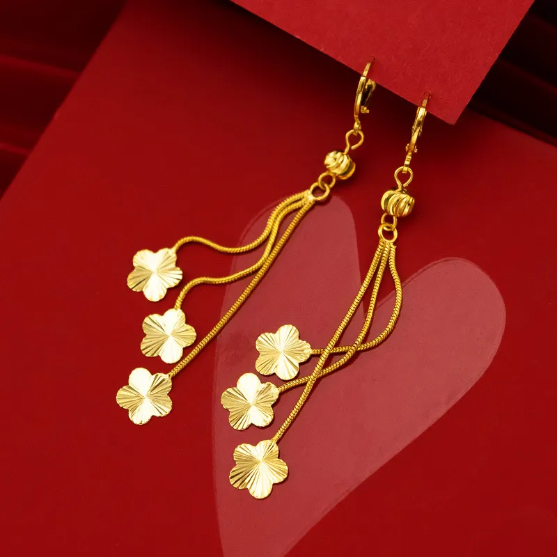 Ear Cuff echte 18K AU750 Gold Drop Oorrings eenvoudig pruimenbloesem ontwerp voor vrouwen bloem tassel fijne sieraden geschenken 230307