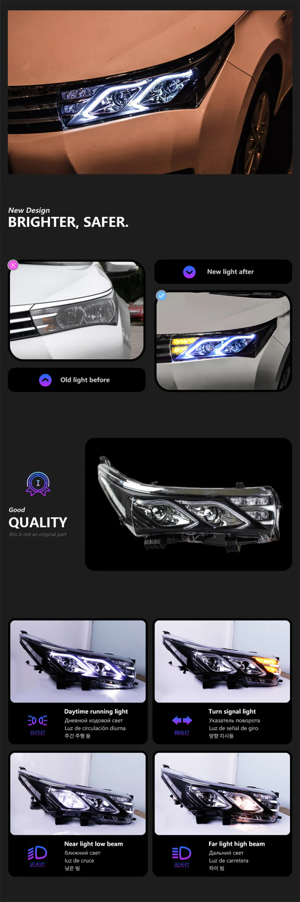 KARPAL Headlight Assemhly Pair Fits For 2014 2015 2016 KARPAL Headlight Assemhly Pair Fits For 2014 2015 2016
