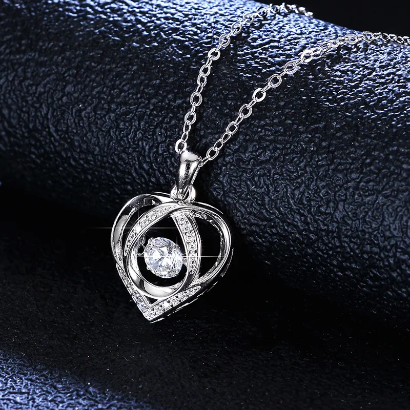 Diamore Collana Con Ciondolo Cuore In Argento 925 Placcato Oro Rosa E Diamante 0,02 Ct