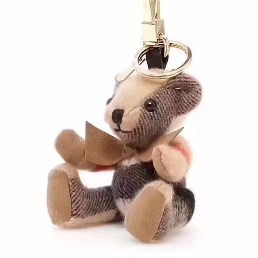 عالي الجودة Cashmere Bear Doll Headants Keychains الكلاسيكية تصميم الديكور السيارة سلسلة مفاتيح الأزياء keychan2820