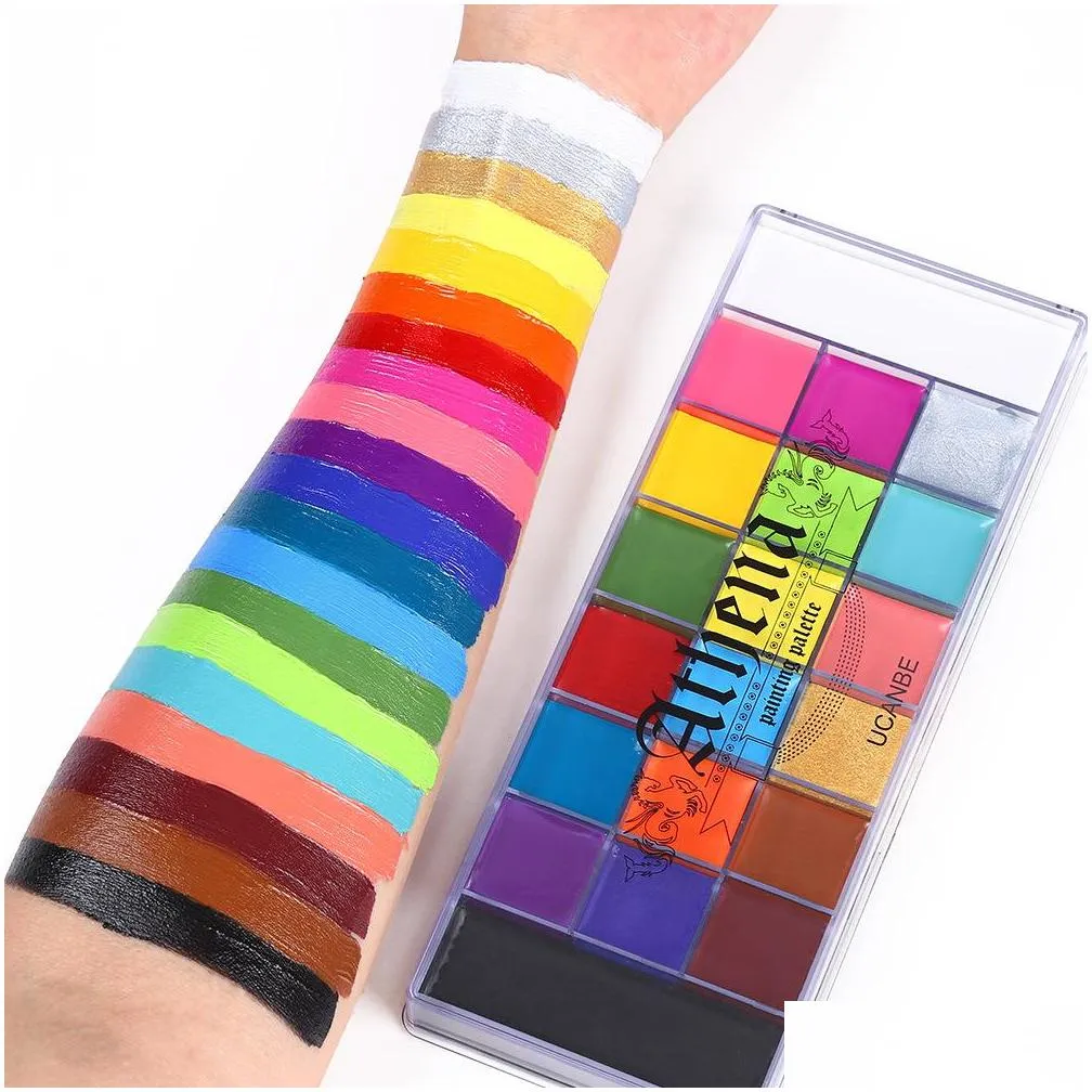 UCANBE 20 Colors Face Body Painting Oil Safe Kids Flash Tattoo