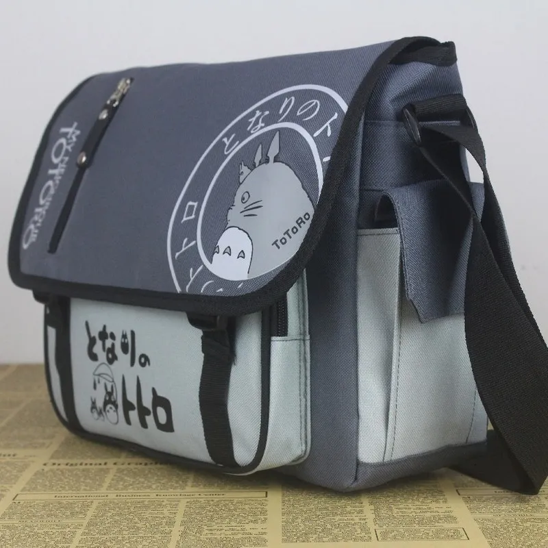 Kvällspåsar anime tecknad film tokyo totoro ope bit svärd konst online tryckt canvas crossbody axel messenger väska skolväska 230308