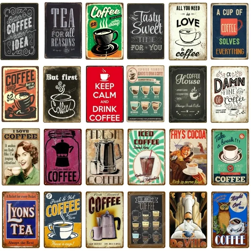 Retro Ice Coffee Tin Sign Take A Break Decor House Metal Signs Cafe Decoration Plack Vintage Art Poster Pub Bar Plate Home Wall Decor Te Målning Size 30x20cm W02