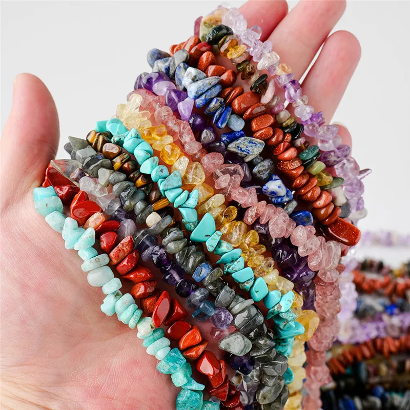 20 Styles 80cm Natural Gemstone Beads Chakra Crystal Choker Necklaces for Women Healing Stretch Chips Reiki Necklaces