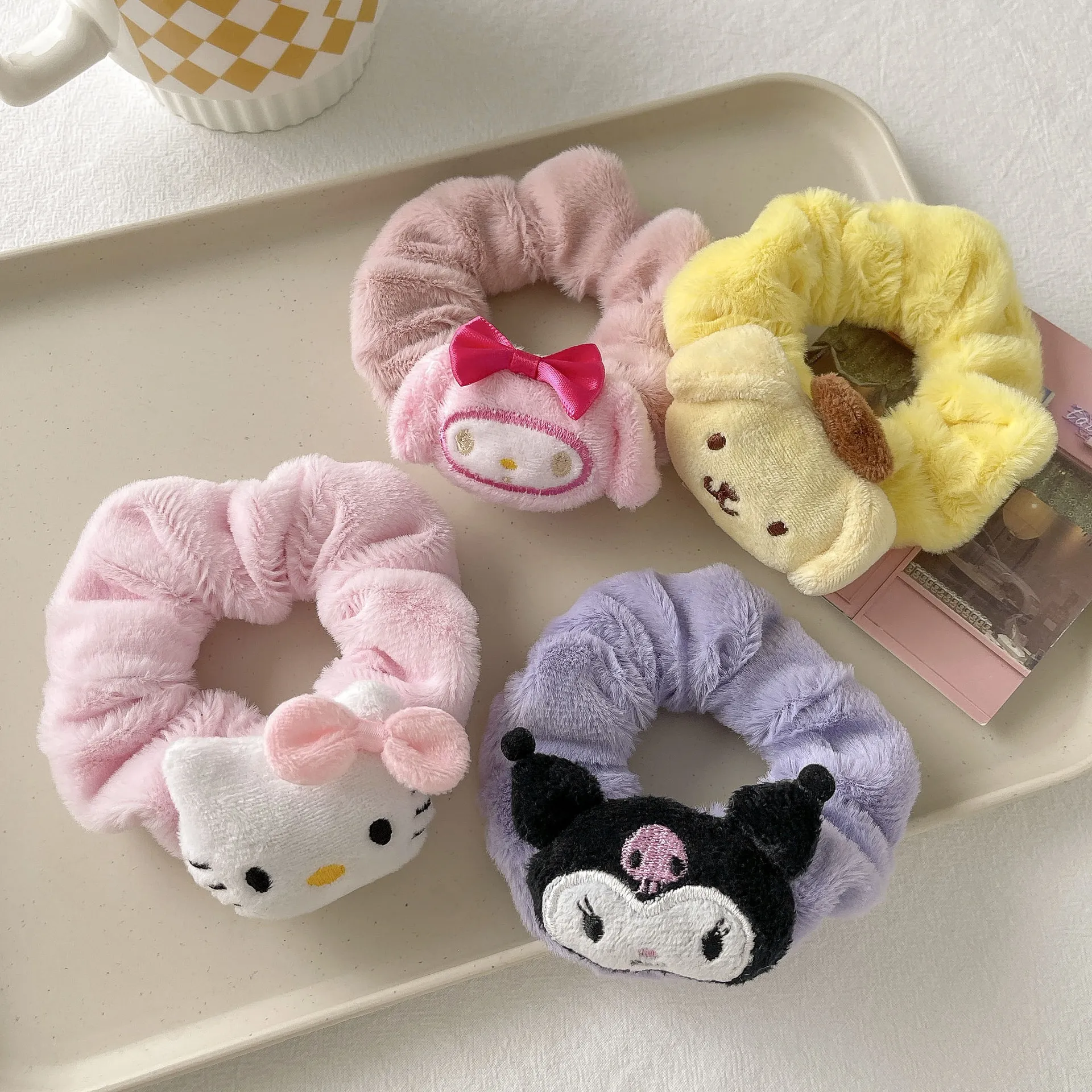 5 färger Mode Kuromi Cinnamoroll Charms Hårband Tjejer Elastiskt hårband Tillbehör