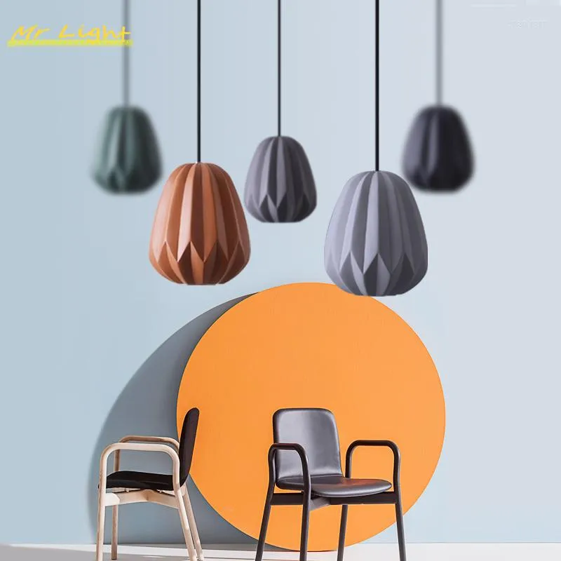 Pendant Lamps Nordic Led Lights Lighting Macaron Resin Lamp Dining Room Living Bedside Bedroom Hanging Home Decor