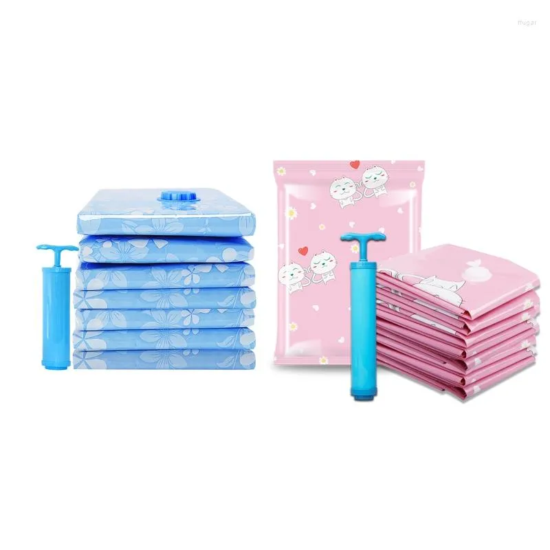 Storage Bags Vacuum Compressed Bag 11pcs/set With Hand Pump Reusable Organizer For Clothes Quilt Blanket Coat Pillow